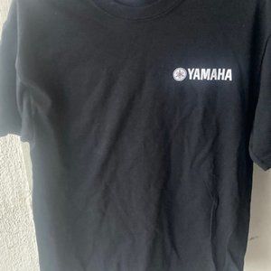 100% Cotton T-Shirt Black with White Yamaha logo, Large